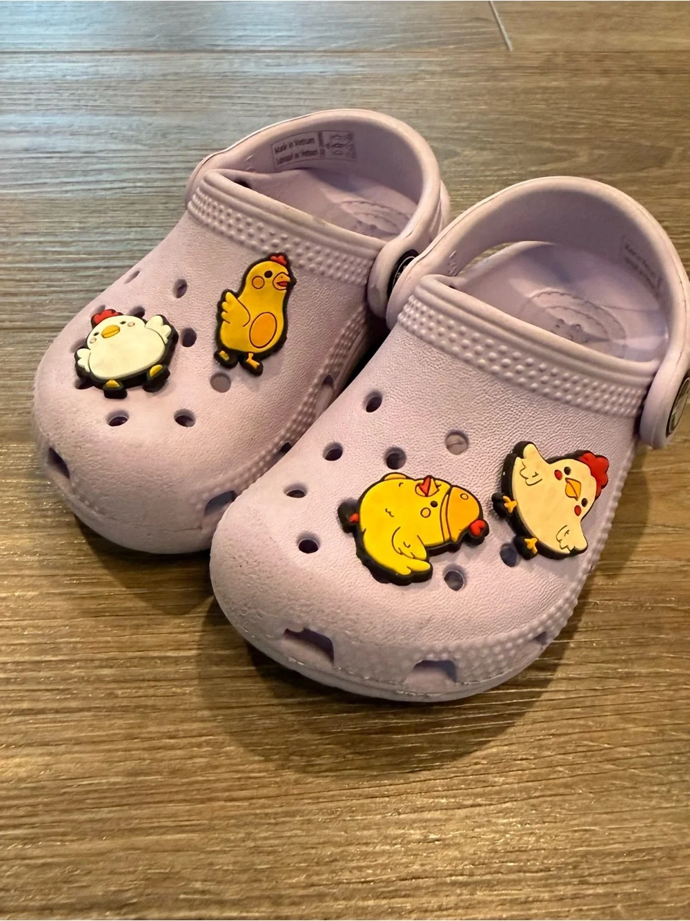CROCS Kids Lavender Slip-On Clogs with Chick Charms